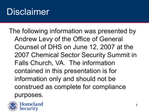 Introduction to Chemical-terrorism Vulnerability Information (CVI)