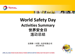 化学有限公司2012年4月World Safety Day Activities 世界安全日活动