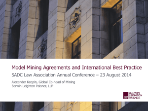 Model Mining Agreements and International Best Practice