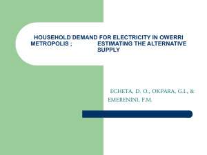household demand for electricity in owerri metropolis