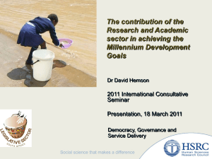 The contribution of the Research and Academic sector in achieving