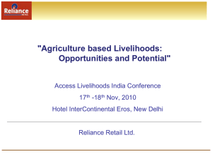 Agriculture based Livelihoods: Opportunities and Potential