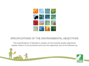 Specifications of the 16 environmental quality objectives, 2013