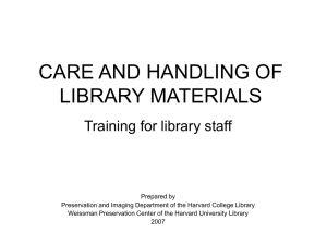 Care and Handling of Library Materials: Training
