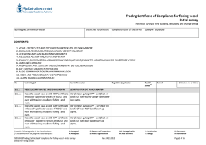 Trading Certificate of Compliance for fishing vessel Initial survey