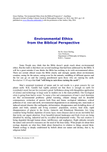 Environmental Ethics from the Biblical Perspective