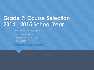 Grade 9 Course Selection - Powell River Board of Education
