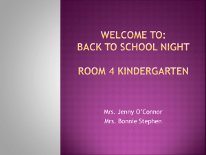 Welcome to: back to School Night Room 4 Kindergarten