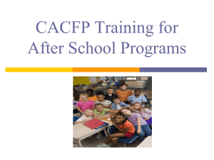 CACFP Training for After School Programs