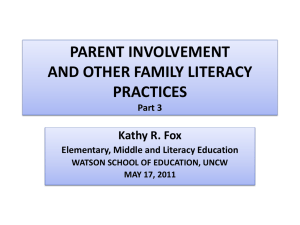 PARENT INVOLVEMENT AND OTHER FAMILY LITERACY