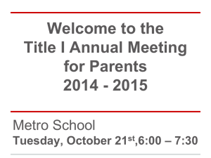 Title I Annual Meeting for Parents 2014