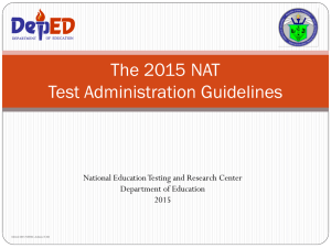 The 2012 NCAE Test Administration Guidelines