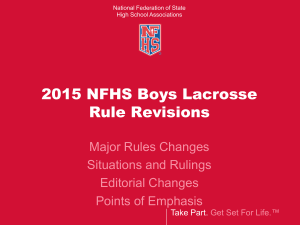 2015 NFHS Men Lacrosse Rules Interpretation PowerPoint