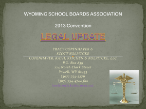 2013 Legal Update - Wyoming School Boards Association