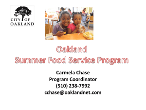 City of Oakland Summer Food Service Program