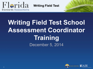 Writing Field Test - Assessment, Research, and Data Analysis