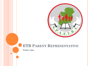 ETB Parent Representative - Some tips