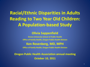 Racial/Ethnic Disparities in Adults Reading to Two Year Old Children