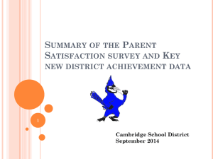 RE: Parent Satisfaction Survey and Student Achievement Report