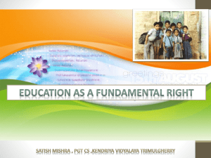 Education as a fundamental right - Kendriya Vidyalaya Tirumalagiri