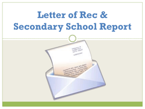Letter of Recommendation & Common Application Procedure