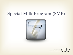 Operate a pricing program with free milk