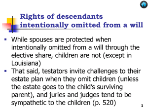 Rights of descendants intentionally omitted from a will