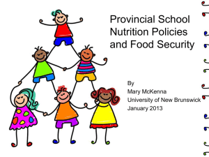 Provincial School Nutrition Policies and Food Security.