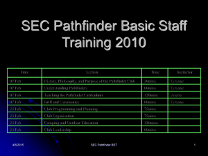 Pathfinder Basic Staff Training - SEC Area 8 Pathfinders