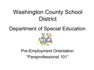 Paraprofessional 101 - Washington County School District