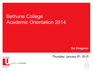 January 2015 Academic Orientation - Bethune College