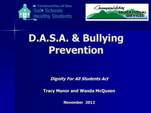 DASA & Bullying Prevention - Safe Schools Healthy Students
