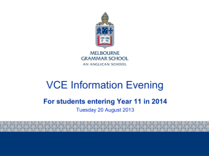 VCE Information Evening for Year 11 1996