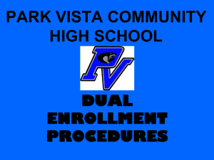 PARK VISTA COMMUNITY HIGH SCHOOL DUAL ENROLLMENT