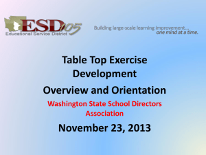 Table Top Exercise Development Overview and Orientation