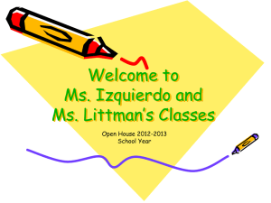 Welcome to Mrs. Littman`s Class