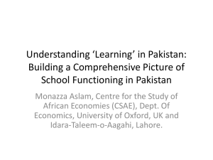 Understanding `Learning` in Pakistan: Building a