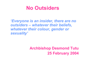 No Outsiders introduction – Marjon 1 May 2014