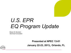 U.S. EPR EQ Program Update
