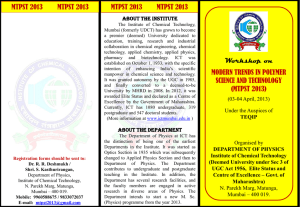 Workshop on - Institute of Chemical Technology