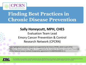 Best Practices in Chronic Disease Prevention, Sally