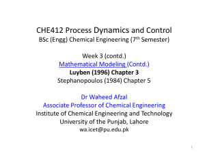CHE412 Process Dynamics and Control BSc (Engg)