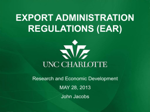 Export Administration Regulations (EAR) process