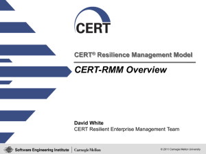 SG Security F2F Knoxville-CERT-RMM Overview