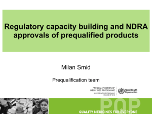 Regulatory capacity building and NDRA approvals of prequalified