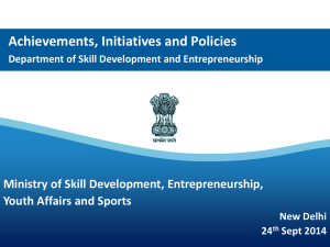 Responsibilities of the Department Department of Skill Development