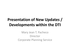 Presentation of New Updates / Developments within the DTI