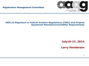 AS9110 Alignment to FARs and OEM Requirements