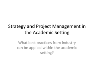 Strategy and Project Management in the Academic Setting