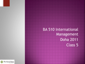 BA 510 International Management - School of Business Administration